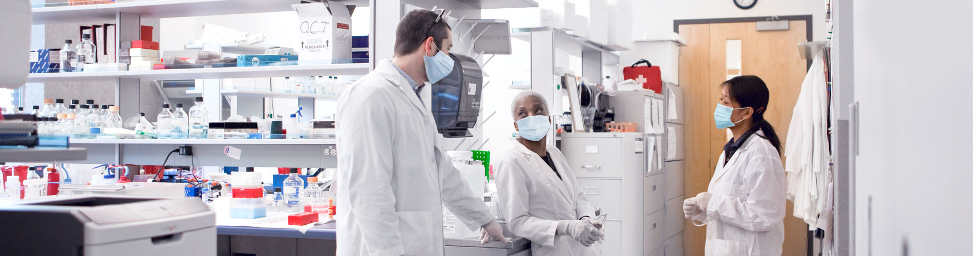Lab wrokers in masks
